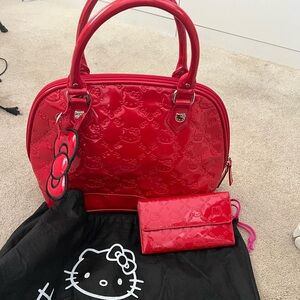 Red leather hello kitty purse & wallet